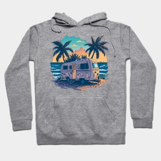 summer camp in front of the tropical beach Hoodie